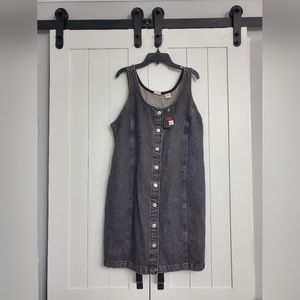Levi's Washed Black Tuli Denim Button Up Overall Women's Mini Dress. NEW!